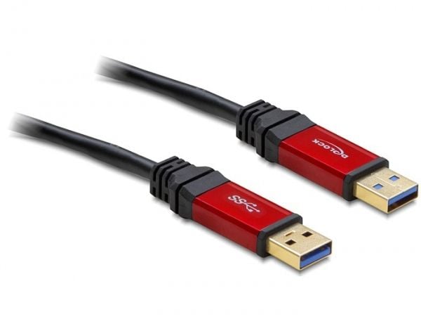 Delock Premium - USB-kabel - USB-type A (hann) til USB-type A (hann) - USB 3.0 - 1 m - svart
