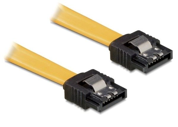 Delock Cable SATA - SATA-kabel - Serial ATA 150/300 - SATA (hunn) til SATA (hunn) - 30 cm - låst, rett kontakt - gul