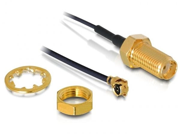 Delock HF Antenna Connection for Installation - Antennekabel - I-PEX (hann) til SMA (hunn) - 35 cm - svart