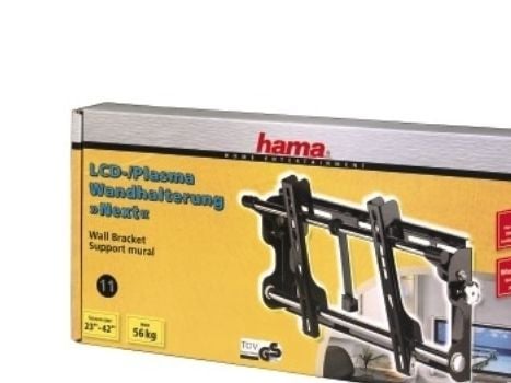 Hama "Next" Plasma/LCD Wall Bracket, VESA 400x200, 56 kg, 15, Rustfritt stål, Sort