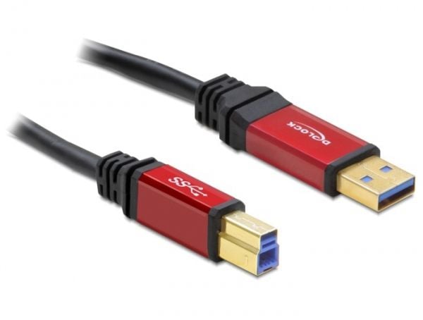 Delock Premium - USB-kabel - USB-type A (hann) til USB Type B (hann) - USB 3.0 - 5 m - svart