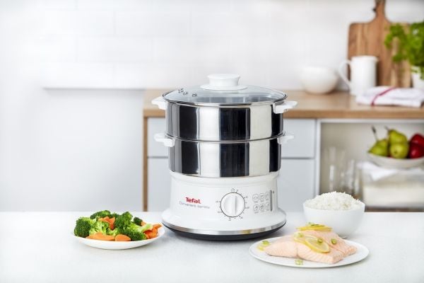 Tefal VC1451, 2 kurver, Hvit, Rustfritt stål, Frittstående, Rotasjon, Front, Rustfritt stål