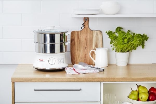 Tefal VC1451, 2 kurver, Hvit, Rustfritt stål, Frittstående, Rotasjon, Front, Rustfritt stål