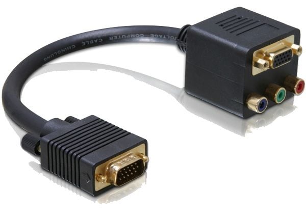 Delock - VGA-adapter - HD-15 (VGA) (hann) til HD-15 (VGA), RCA (hunn) - 20 cm