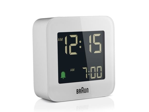 Braun BC08, Digital väckarklocka, Torg, Vit, 12/24h, LCD, Batteri