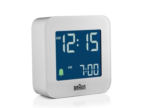 Braun BC08, Digital vekkerklokke, firkant, Hvit, 12/24h, LCD, Batteri