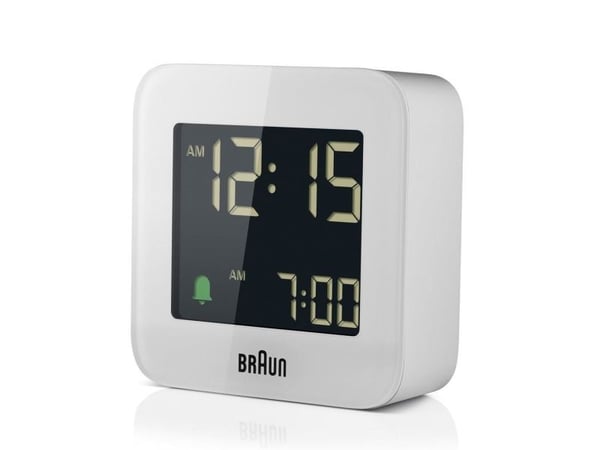 Braun BC08, Digital vekkerklokke, firkant, Hvit, 12/24h, LCD, Batteri