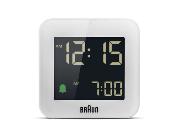 Braun BC08, Digital vekkerklokke, firkant, Hvit, 12/24h, LCD, Batteri