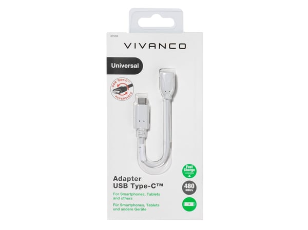 Vivanco Adapter USB Type-C, USB C, micro USB, 0,1 m, Vit