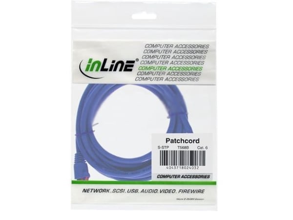 InLine 4043718088720, 2 m, Cat6a, S/FTP (S-STP), RJ-45, RJ-45, Blå