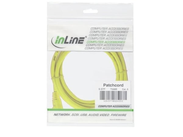 InLine 76800Y, 10 m, Cat6a, S/FTP (S-STP), RJ-45, RJ-45, Gult