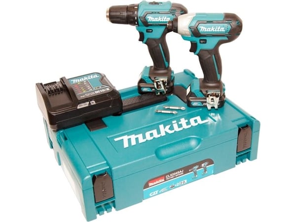 Makita CLX224SAJ, Elektrisk skrutrekker, Pistolhåndtak, Sort, Blå, Overbelastning, Batteri, 12 V