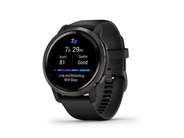 Garmin Venu 2 - 45 mm - svart - sportsur med bånd - silikon - svart - håndleddstørrelse: 135-200 mm - display 1.3" - Bluetooth, Wi-Fi, ANT+ - 49 g