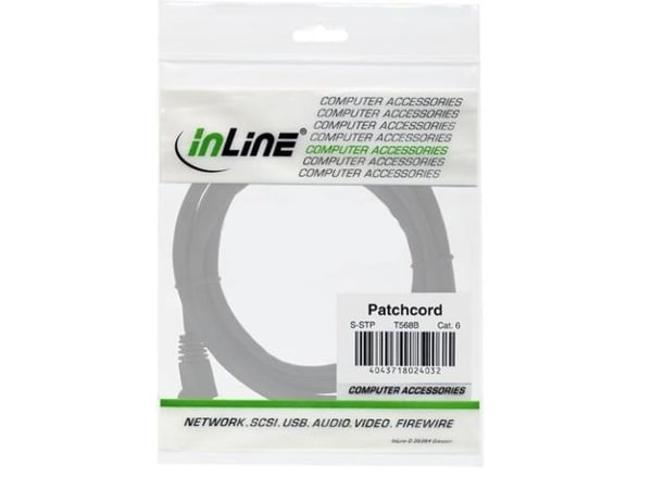 InLine 4043718088621, 1 m, Cat6a, S/FTP (S-STP), RJ-45, RJ-45, Grå