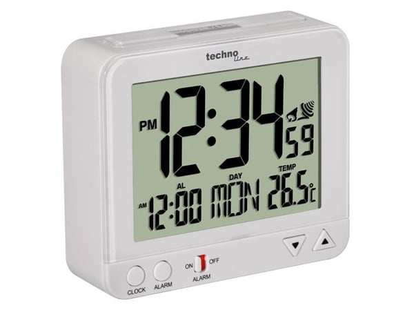 Technoline WT 195, Digital vekkerklokke, Hvit, LCD, AA, 96 mm, 80 mm