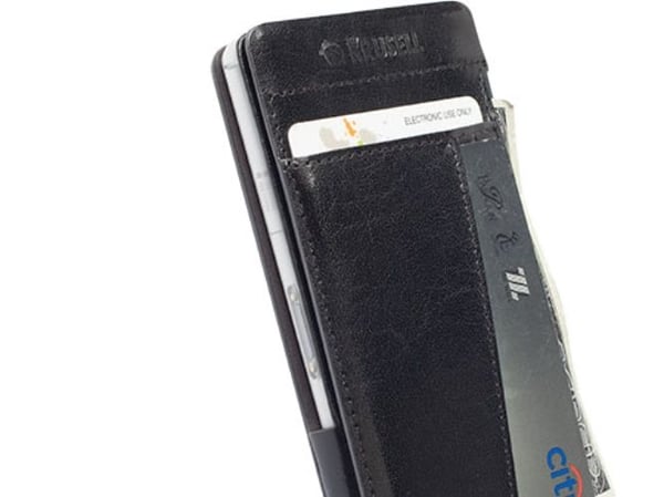Krusell Kalmar WalletCase MfX - Lommebok for mobiltelefon - lær - svart - for Sony XPERIA Z3 Compact
