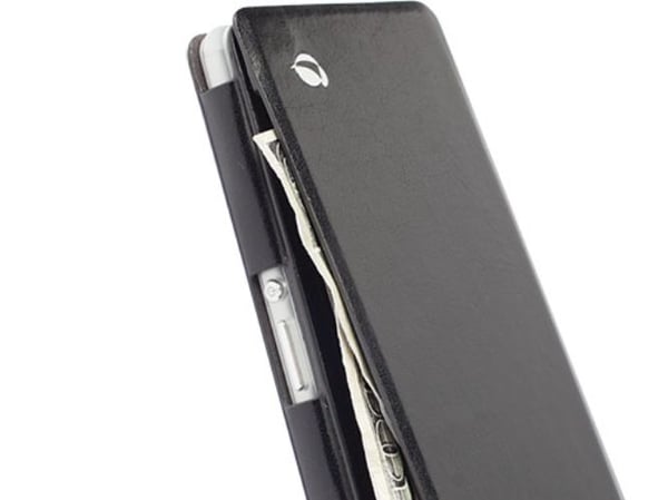 Krusell Kalmar WalletCase MfX - Lommebok for mobiltelefon - lær - svart - for Sony XPERIA Z3 Compact