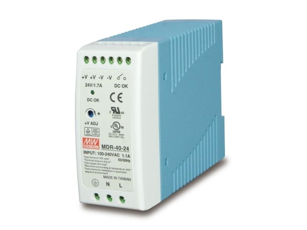MEAN WELL MDR-40-24 - Strømforsyning (DIN-skinnemonterbar) - AC 100-240 V - 40 watt