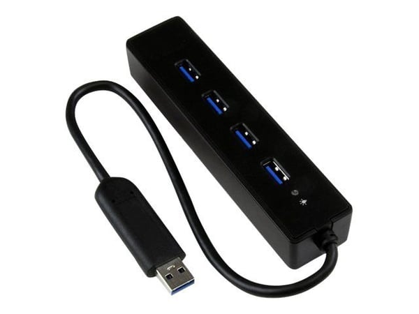 Startech 4-Port USB 3.0 Hub with Built-in Cable - SuperSpeed Laptop USB Hub - Portable USB Splitter - Mini USB Hub (ST4300PBU3) - Hub - 4 x SuperSp...