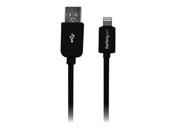 Startech 2m (6ft) Long Black Apple® 8-pin Lightning Connector to USB Cable for iPhone / iPod / iPad - Charge and Sync Cable (USBLT2MB) - Lightning-...