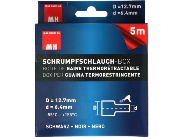 Max Hauri AG 132678, Kutistesukka, Musta, 5 m, 1,27 cm, 1 kpl, 6,4 mm