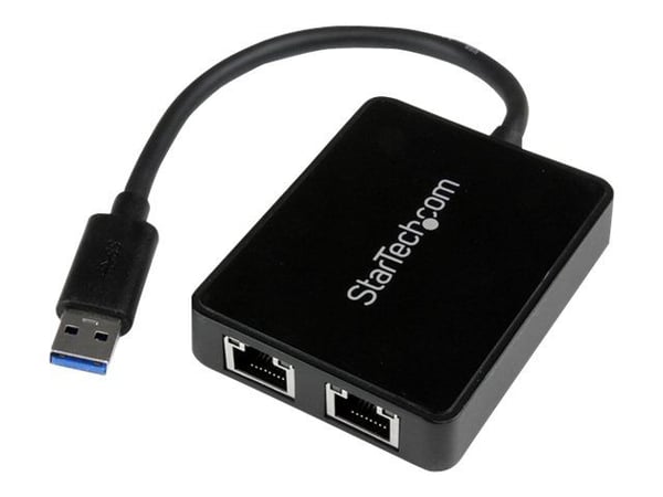 Startech USB 3.0 to Dual Port Gigabit Ethernet Adapter w/ USB Port - 10/100/100 - USB Gigabit LAN Network NIC Adapter (USB32000SPT) - Nettverksadap...