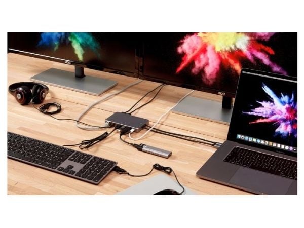 LMP Display Dock 2, Koblet med ledninger (ikke trådløs), USB 3.2 Gen 1 (3.1 Gen 1) Type-C, 100 W, 3,5 mm, 10,100,1000 Mbit/s, Grå
