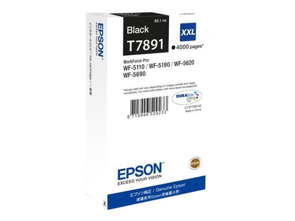 Epson T7891 - 65.1 ml - XXL-storlek - svart - original - utskriftkassett - för WorkForce Pro WF-5110DW, WF-5190DW, WF-5190DW BAM, WF-5620DWF, WF-56...