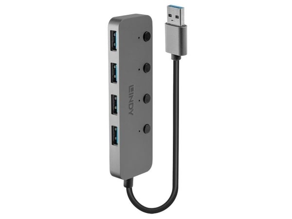 Lindy 43309, USB 3.2 Gen 1 (3.1 Gen 1) Type-A, USB 3.2 Gen 1 (3.1 Gen 1) Type-A, 5 Mbit/s, Grå, Acrylonitrilbutadienstyren, Aluminium, Polykarbonat...
