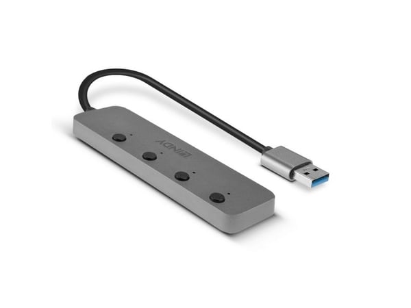 Lindy 43309, USB 3.2 Gen 1 (3.1 Gen 1) Type-A, USB 3.2 Gen 1 (3.1 Gen 1) Type-A, 5 Mbit/s, Grå, Akrylonitril-butadien-styren (ABS), Aluminium, Poly...