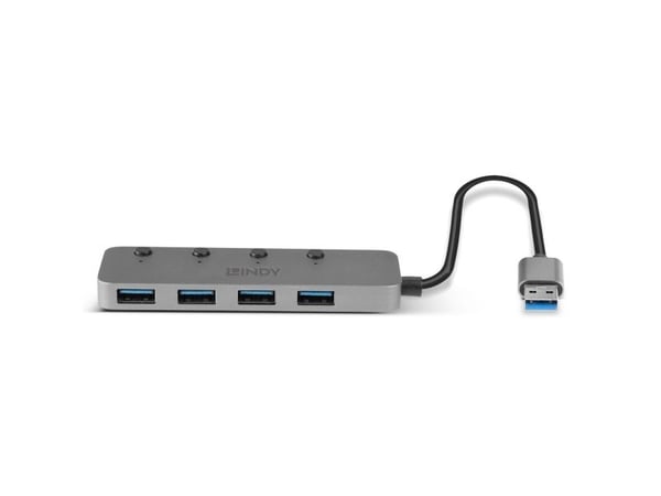 Lindy 43309, USB 3.2 Gen 1 (3.1 Gen 1) Type-A, USB 3.2 Gen 1 (3.1 Gen 1) Type-A, 5 Mbit/s, Grå, Akrylonitril-butadien-styren (ABS), Aluminium, Poly...