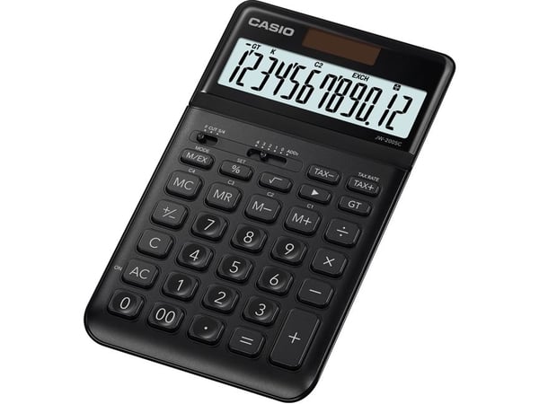 Casio JW-200SC - Skrivebordskalkulator - 12 sifre - solcellepanel, batteri - svart