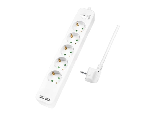 LogiLink LPS249U, 1,5 m, 5 AC-pistorasia(a), Sisätila, IP20, Valkoinen, 250 V