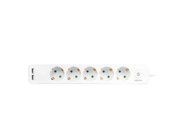 LogiLink LPS249U, 1,5 m, 5 AC-pistorasia(a), Sisätila, IP20, Valkoinen, 250 V