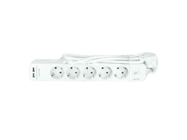LogiLink LPS249U, 1,5 m, 5 AC-pistorasia(a), Sisätila, IP20, Valkoinen, 250 V