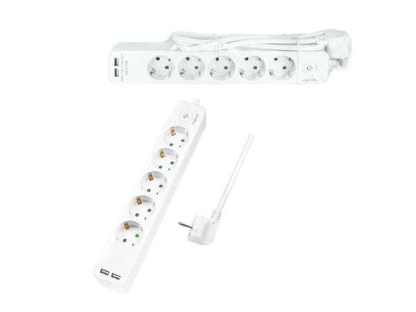 LogiLink LPS249U, 1,5 m, 5 AC-pistorasia(a), Sisätila, IP20, Valkoinen, 250 V