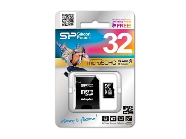 SILICON POWER - Flashminnekort (microSDHC til SD-adapter inkludert) - 32 GB - Class 10 - microSDHC