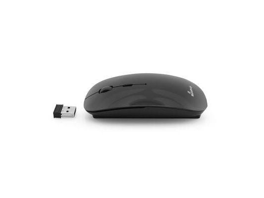 MediaRange MROS215 - Mus - optisk - 3 knapper - trådløs - 2.4 GHz - USB trådløs mottaker - skinnende svart