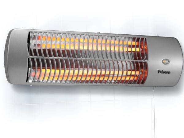 Tristar KA-5010, Kvartsdrevet elektrisk romvarmer, IP24, Innendørs, Vegg, Rustfritt stål, 1200 W