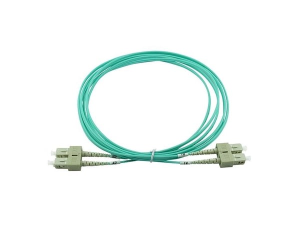 BlueOptics© Duplex fiberoptisk patchkabel, SC-UPC/SC-UPC beige, 1 meter, multimode G50/125µm, OM3, inngangsdemping: mindre enn 0,2dB, merkefiber, L...