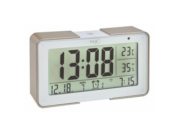 TFA-Dostmann 60.2540.53, Digital vekkerklokke, Rektangel, Beige, Hvit, -20 - 70 °C, Batteri, 1,5 V
