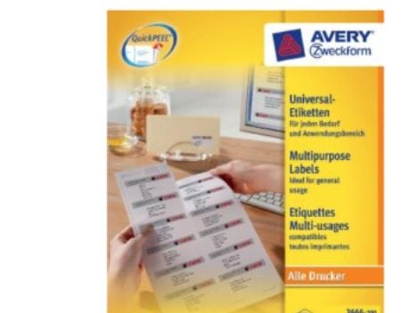 Avery Zweckform Universal - Hvit - 38 x 21,2 mm 13000 etikett(er) (200 ark x 65) etiketter
