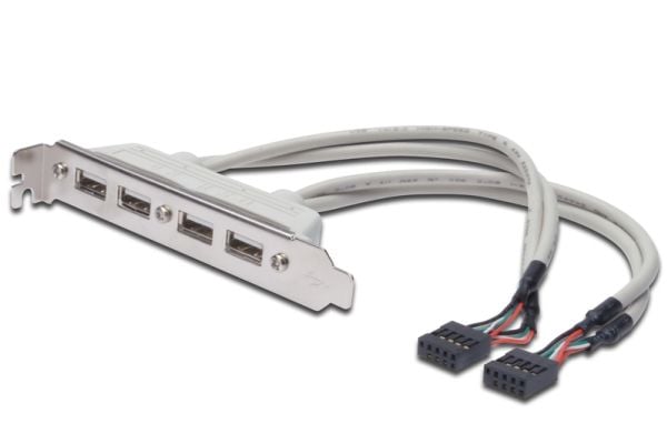 ASSMANN - USB-panel - 10 pin IDC (hunn) til USB (hunn) - 25 cm - formstøpt - beige