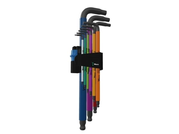 Wera 05022210001, L-formet hex-nøkkelsett, Metrisk, 9 stykker, Rustfritt stål, Svart oksiderende, 1.5,2,2.5,3,4,5,6,8,10 mm