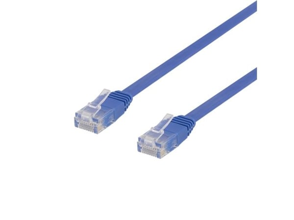 DELTACO - Koblingskabel - RJ-45 (hann) til RJ-45 (hann) - 30 cm - UTP - CAT 6 - flat - blå