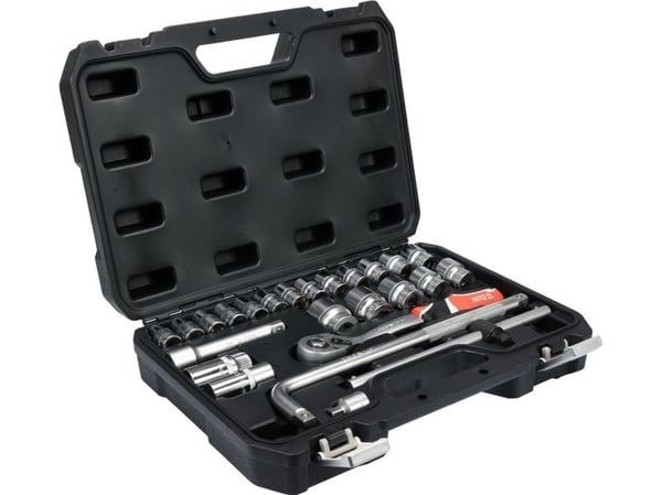 Yato YT-38741, Pipenøkkelsett, 25 stykker, Kromfarget, Kromvanadiumstål, 4,92 kg, 10,11,12,13,14,15,16,17,18,19,20,21,22,23,24 mm