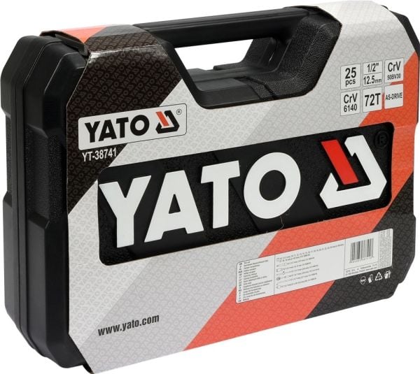 Yato YT-38741, Pipenøkkelsett, 25 stykker, Kromfarget, Kromvanadiumstål, 4,92 kg, 10,11,12,13,14,15,16,17,18,19,20,21,22,23,24 mm