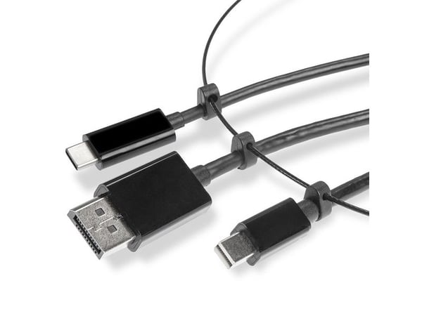 Lindy 38304, HDMI-tyyppi A (vakio), DisplayPort + Mini DisplayPort + USB Type-C, Naaras, Uros, Suora, Suora