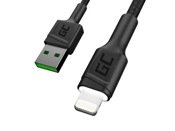 Green Cell KABGC12, 2 m, Lightning, USB A, Uros, Uros, Musta