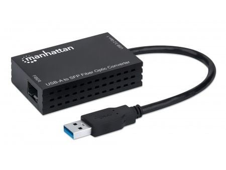Manhattan 152297, Koblet med ledninger (ikke trådløs), USB, Fiber, 1000 Mbit/s, Sort
